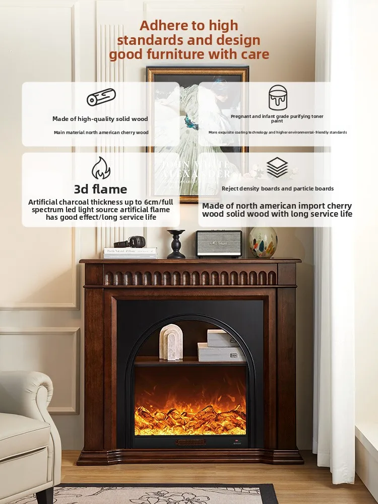 FY1 fireplace decorative cabinet, living room porch cabinet, solid wood shelf, facing the door