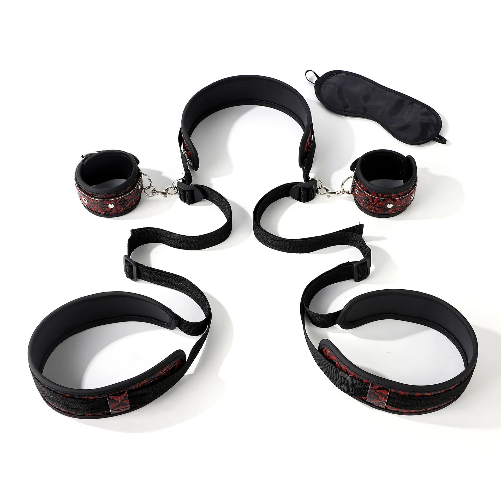 Diamond-Patterned Split-Leg Pillow Handcuffs Eye Mask Female Slave Training Leg-Spreader Adjustable BDSM Accessories Couple Sex