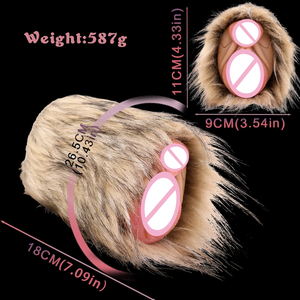 YESBUY 듀얼 채널 남성 자위기 판타지 인공 질 섹스 토이 포켓 음모 스트로커, 동물 모피 섹시 페니스 트레이너
