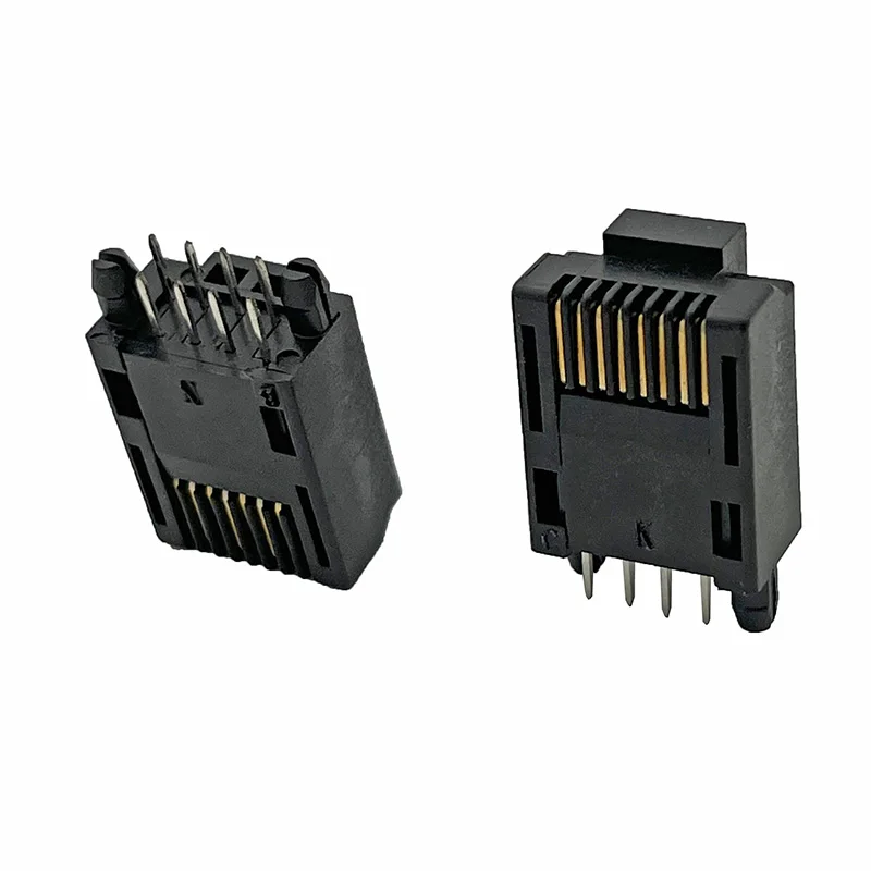 10PCS RJ45 connector Long body PCB Board male Network RJ45 Black Modular Plug DIP plug-in L=15.5MM