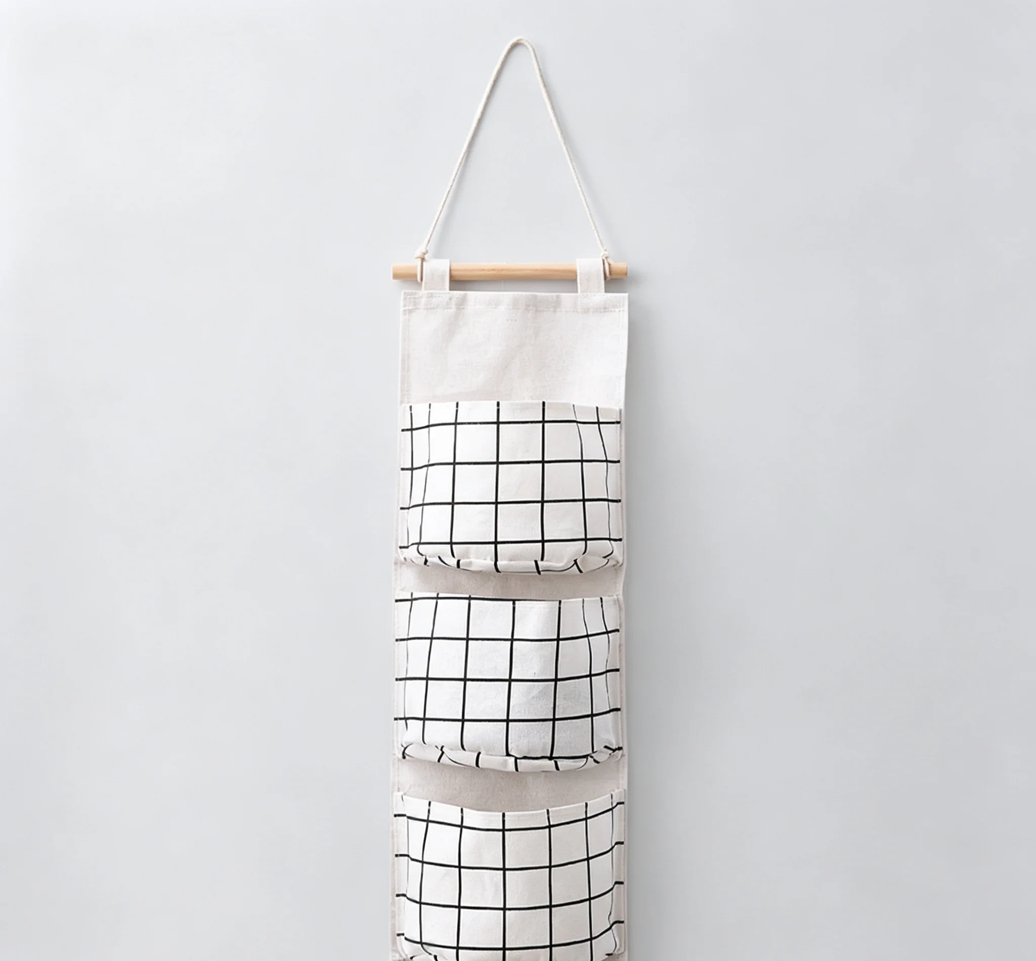 1pc Wall-mounted Storage Pouch for Door Back / Three-pocket Storage Storage Bag