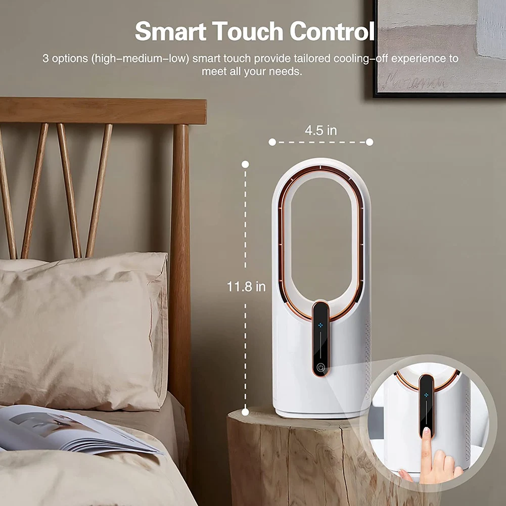 Настольный вентилятор, безлопастный вентилятор 11,8 дюйма, USB, с сенсорным управлением и 3 скоростями охлаждения, Персональный вентилятор для спальни и офиса