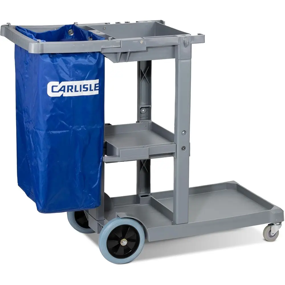 

Короткая тележка-платформа с мешком для мусора на 25 галлонов для ресторанов, больниц и школ, пластиковая, 45 x 19 x 39 дюймов, серая