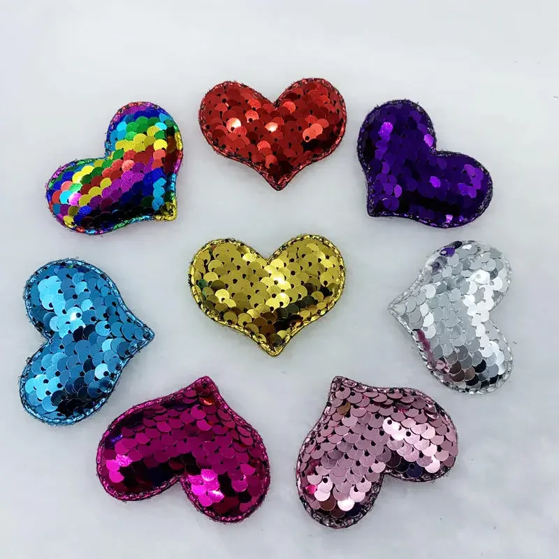 Accessories Sequins Reversible Mermaid Scale Heart Patch Hair Accessories Headdress Decoration Girls DIY Project 41*54mm 10pcs