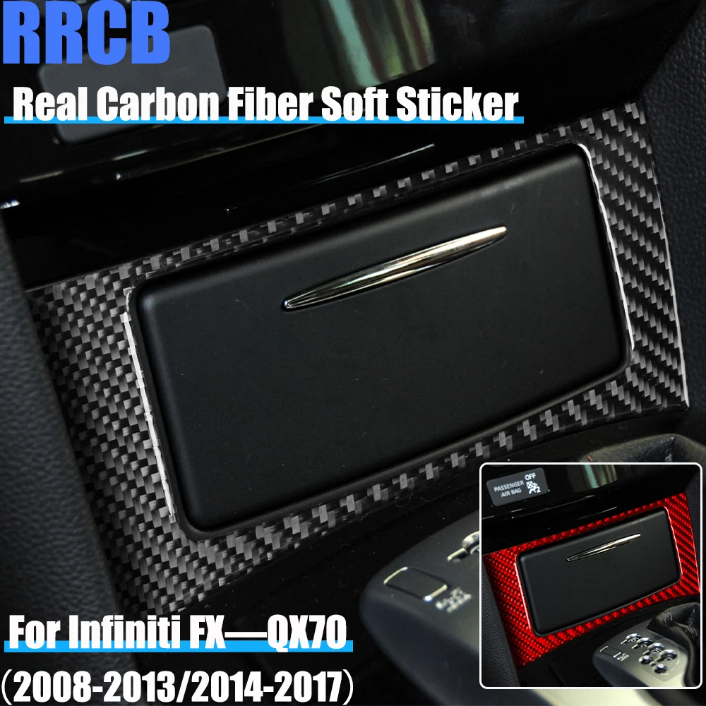

Real Carbon Fiber Car Accessories Ashtray Surround Trim Cover Soft Sticker For Infiniti FX35 FX37 FX50 2008-2013 QX70 2014-2017