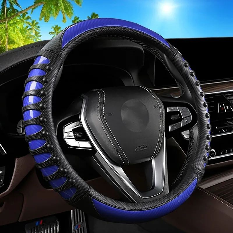 

Carbon Fiber Leather Auto Steering Wheel Cover Universal Non Slip Steering Wheel Covers Car Accessories Interior Steering Covers