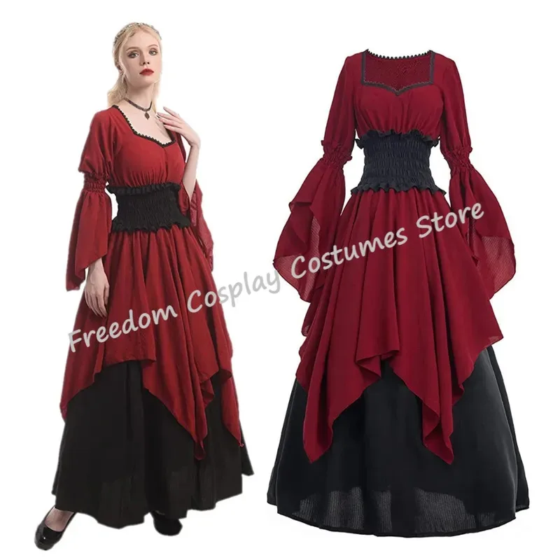 

НОВОЕ европейское средневековое платье эпохи Возрождения с расклешенными рукавами, платье принцессы и королевы, костюмы для косплея, карнавальное бальное платье, одежда для косплея
