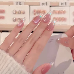 10pcs Handmade Coffin Fake Nails Blusher Gradient Press On Nails For Girls Wearable False Nail Full Cover Artificial Nail Tips