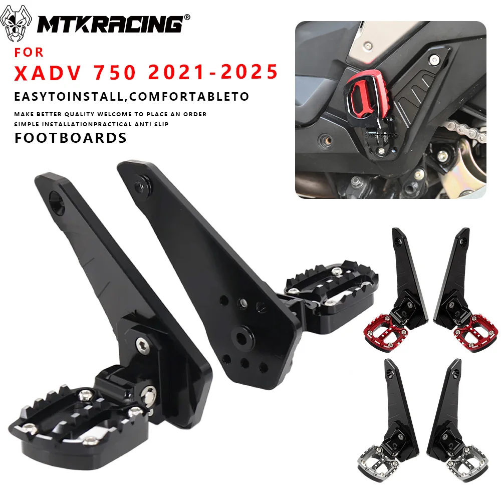 

MTKRACING for HONDA XADV 750 2017-2025 Motorcycle Accessories Folding Rear Foot Pegs Passenger Foot Rest Pedal Footrest Footpegs