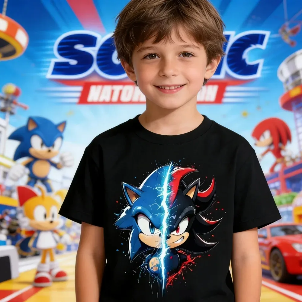Sonic The Hedgehog Kids T-Shirt Anime Print Cotton Short Sleeve Boy Girl Summer Casual Top Gift
