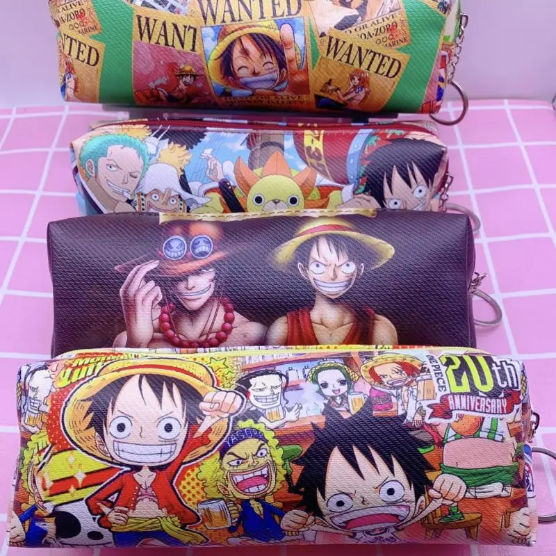 One Piece Anime Luffy Pencil Bag Cute Student Ins Style Decorate High Capacity Portable Storage Bag Cartoon Pencil Case Gift