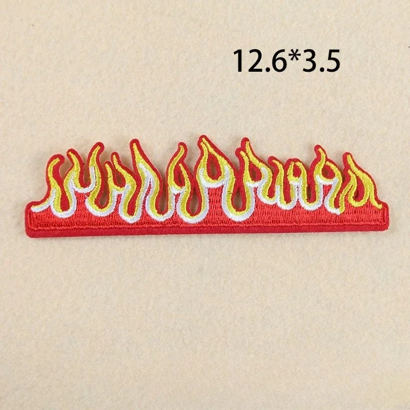 Cartoon Embroidery Badge Flame Dice Bonfire Children's Clothing Accessories Burnt Edge Adhesive Spot
