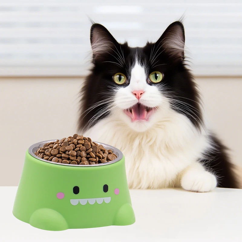 

High Value Anti-spill Stainless Steel Elevated Cat Bowl Large Calibre Removable Cat Food Dispenser Feeding & Watering Supplies