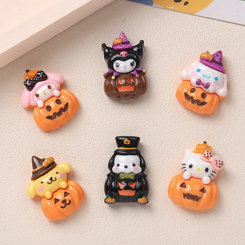 10 Stücke Neue Modelle Harz Niedlichen Cartoon Halloween Kürbis Serie Flachen Boden Ornament DIY Schmuck Machen Maniküre Zubehör