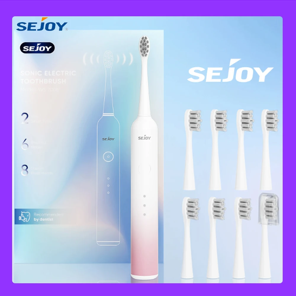 

SEJOY Fade Color Oral Cleaning Personal Sonic Electric Toothbrush Care Appliances IPX7 6 Modes Smart Rechargeable Automatic