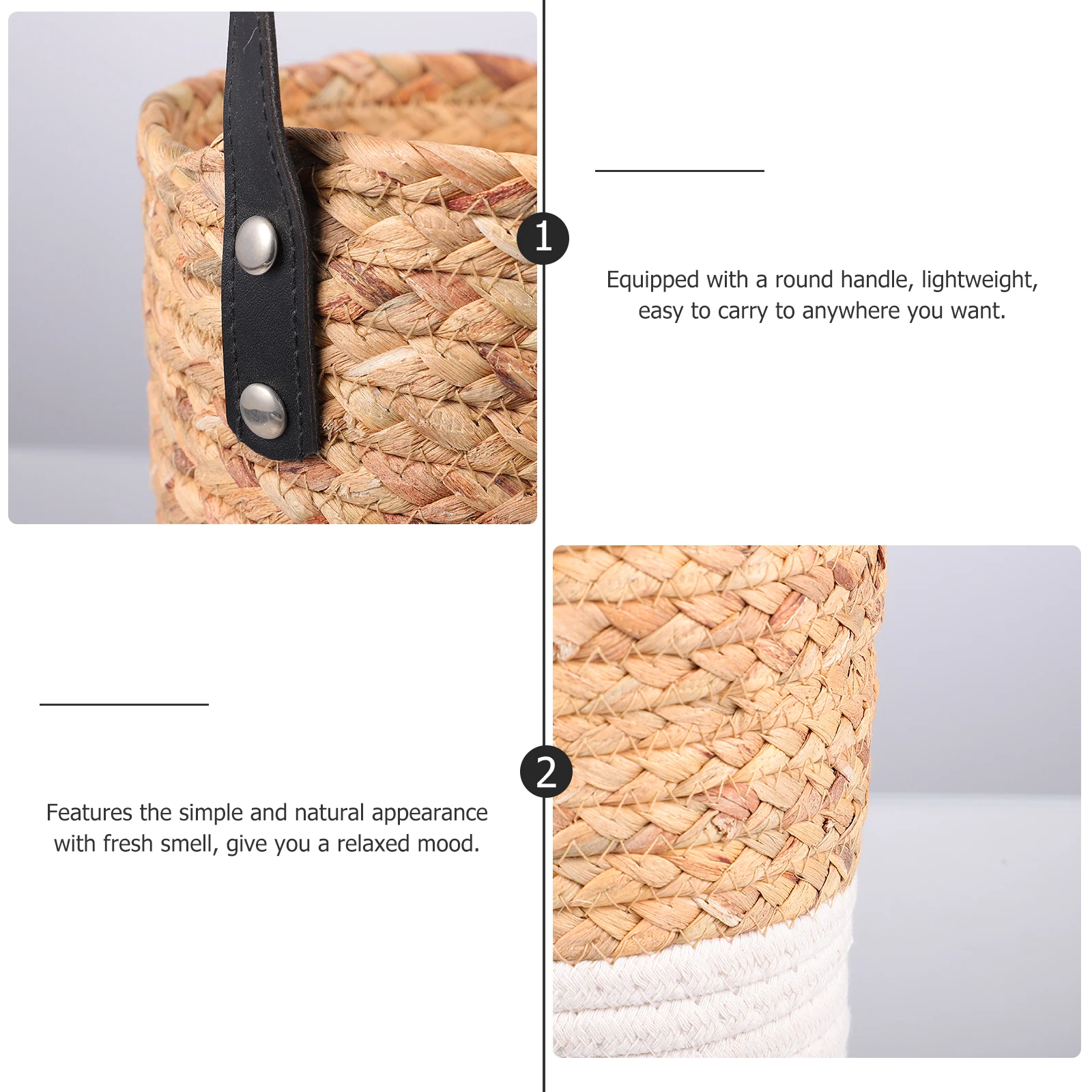 

Natural Seagrass Woven Baskets Rustic Plant Flower Baskets Lightweight Easy Carry Decorative Household Organization Vegetable