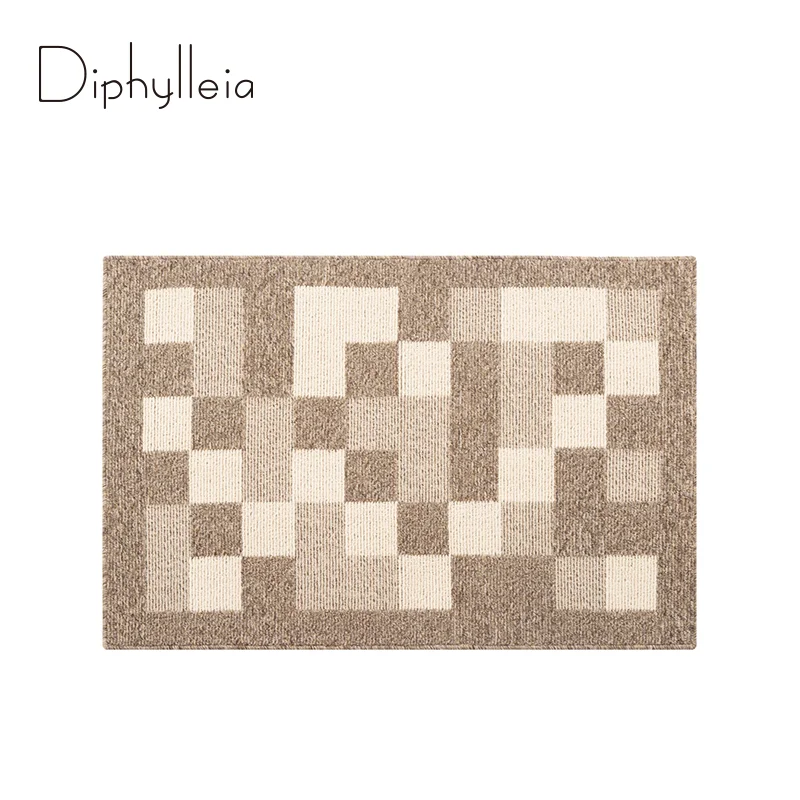 Diphylleia Modern Contemporary Geometric Cube And Square Design Pattern Carpet Faux Sisal Beige Indoor Area Rugs For Living Room