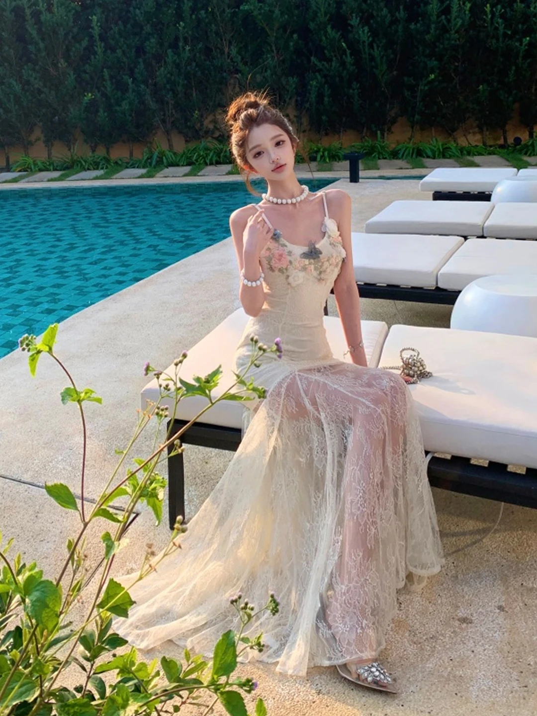 

Ele 3D кружевное платье с открытыми плечами и цветочным принтом, женское сексуальное платье Pure Desire, сладкая и пряная облегающая юбка с хвостом Fi Dr