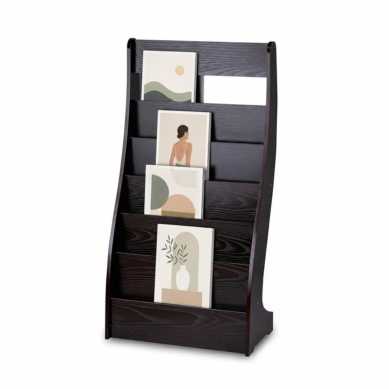 5-Tier Magazine Rack with Wheels, 37.4