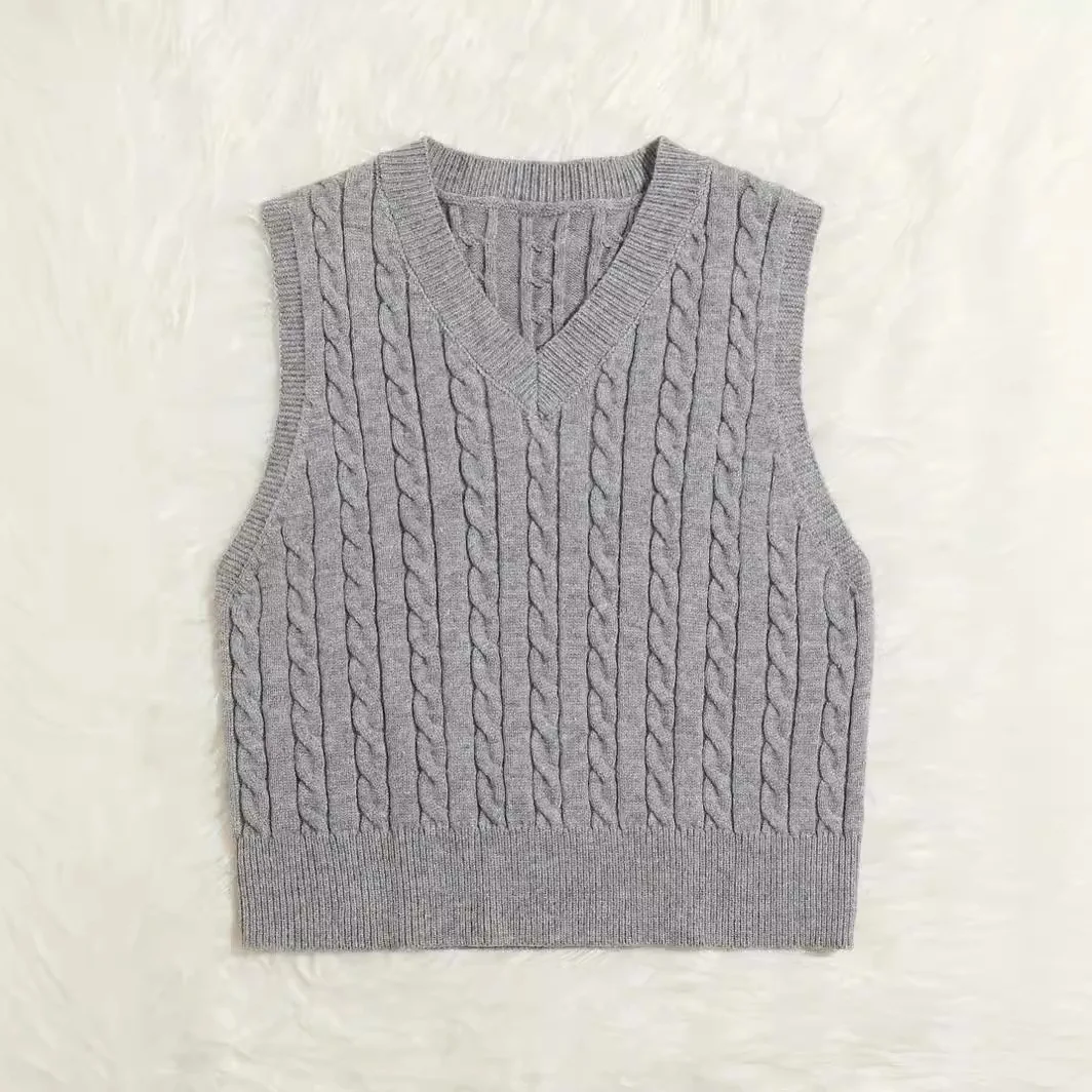 New Women's Sweater Top Faionable Fem Clothing Vest Pure Color Design Triacetate Fiber 00% Spring Seasonal