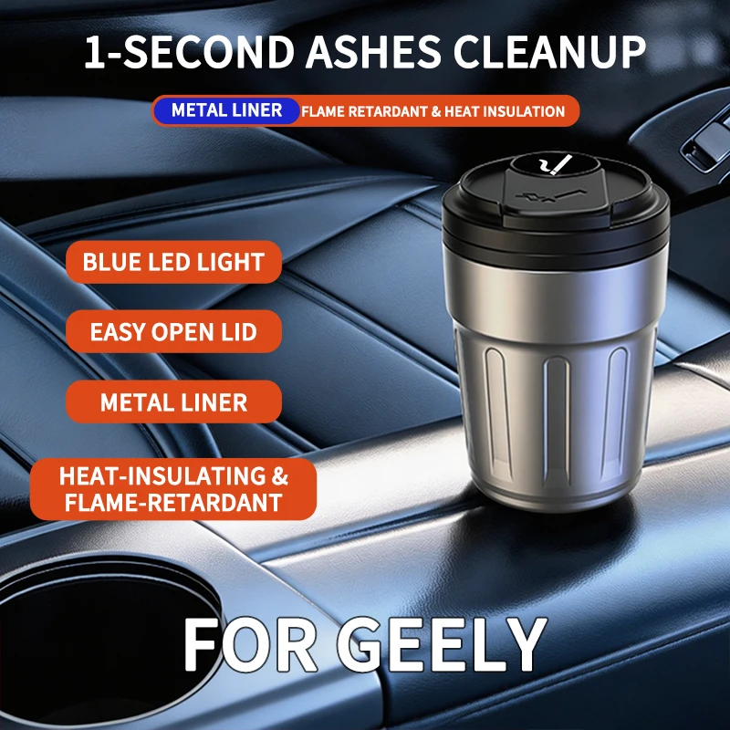 Car Ashtray with LED Light Car Smokeless Cup Holder For geely Coolray Atlas Emgrand X7 EC7 Boyue CK2 GC6 Interior Accessories view 6