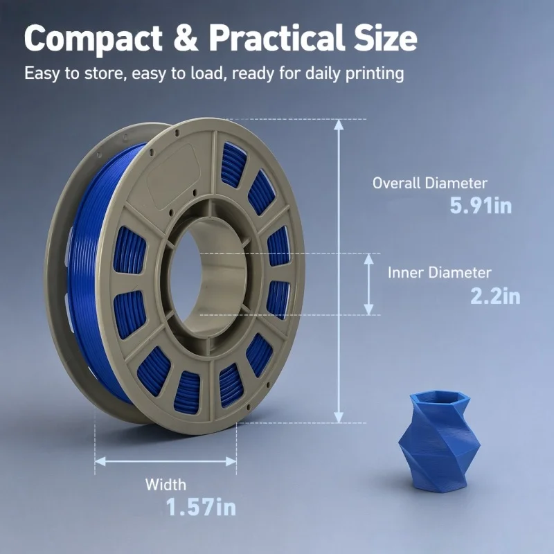 300g Telecom Blue PETG Filament 1.75mm, High Toughness & Durable 3D Printer Filament, Tangle-Free Smooth Extrusion Compact Spool for Functional Parts and DIY Models