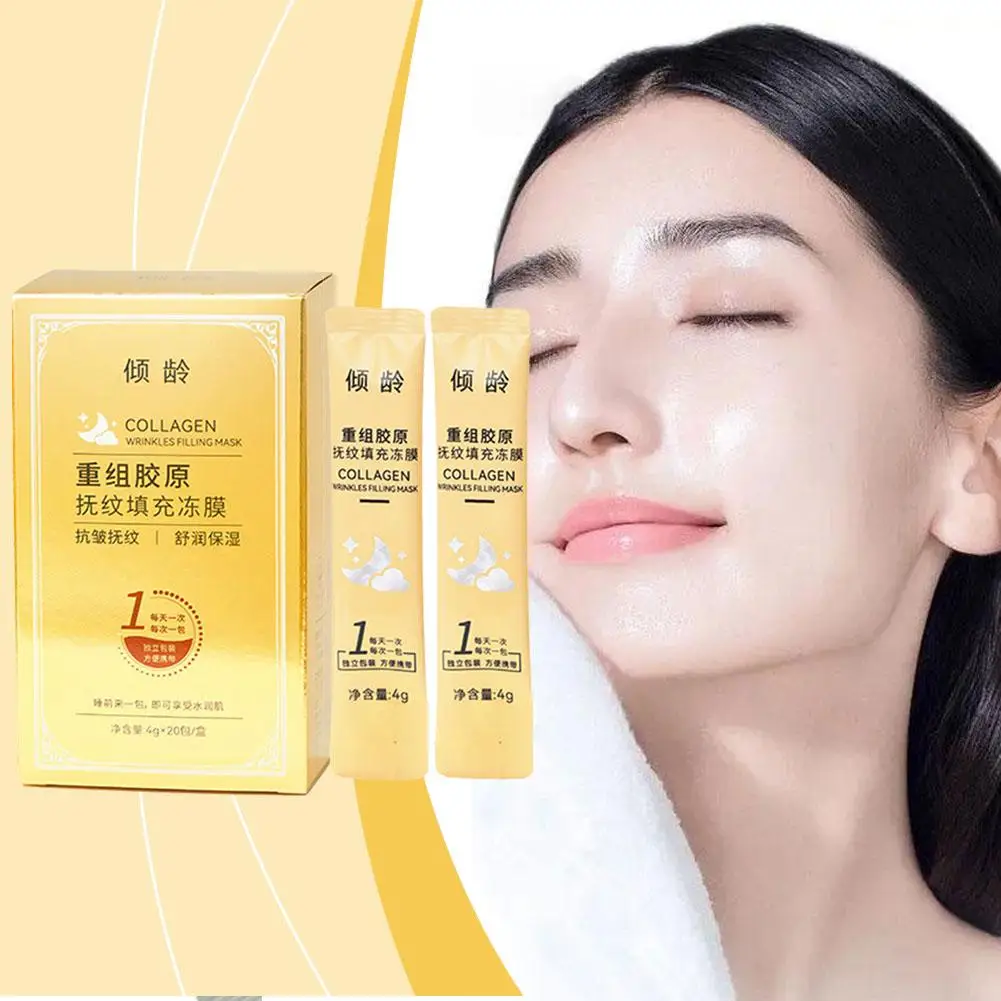 4*20pcs Collagen Restructuring Mask สุทธิกล้ามเนื้อหน้าเกาหลี Face Care Exfoliating Cosmeti Disposable Collagen Moisturizing O1S0