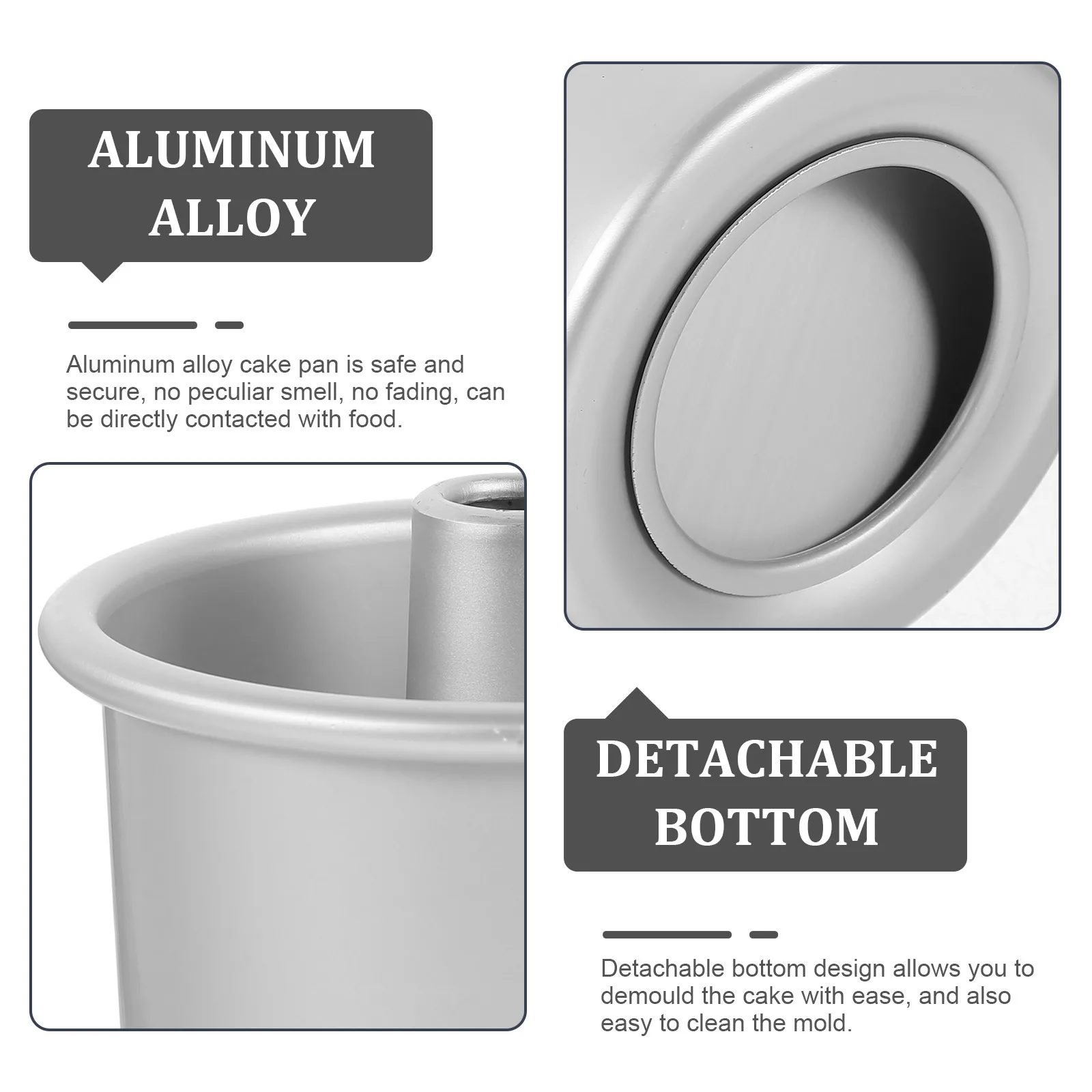 

1 set High Rised Hollow Cake Mold Pans Nonstick Aluminum Alloy Round Baking Molds Detachable Bottom Oven Safe Easy for Home