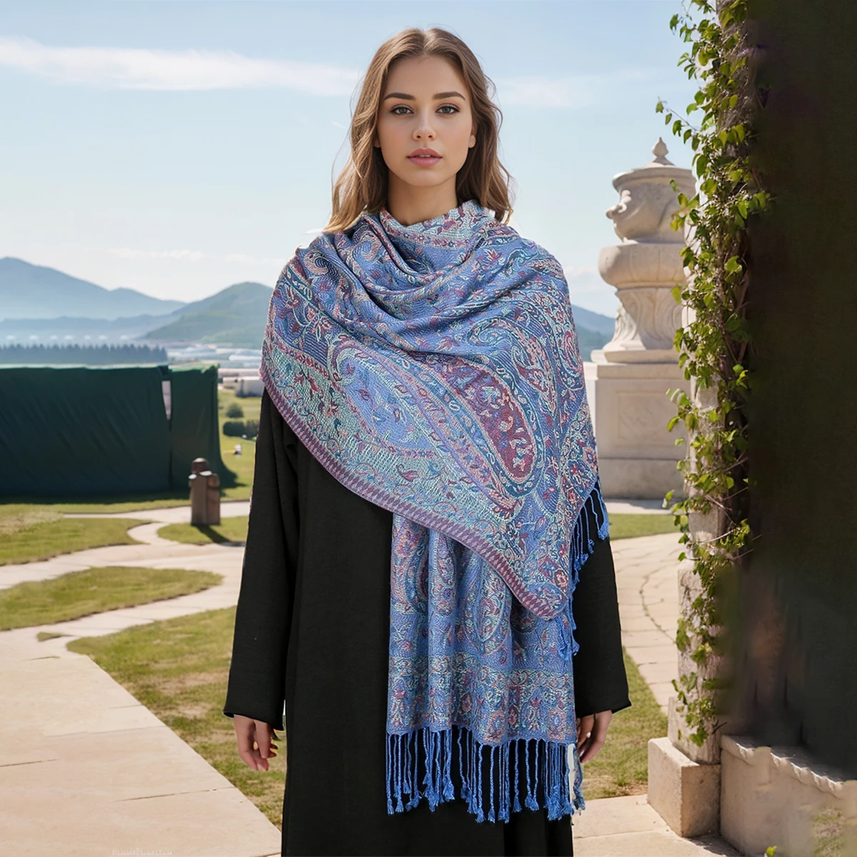 Retro Paisley Modal Shawl Wraps For Women Summer Elegant Long Shawl Pashmina With Tassel Vintage Fashion Stoles 185*70cm