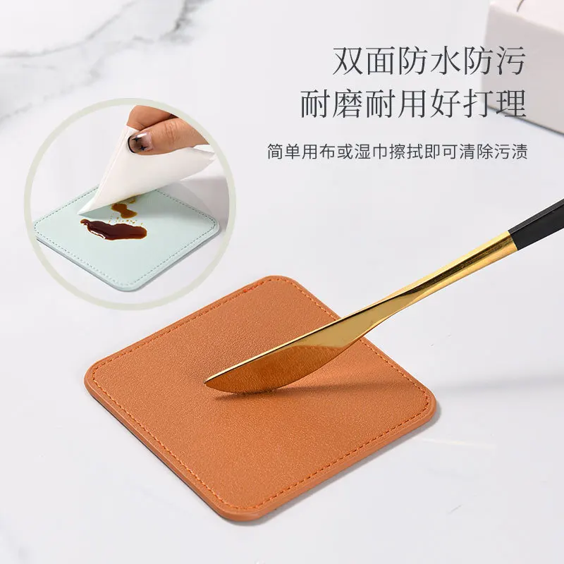 Cross-Border Wholesale Nordic Style Leather Coaster Heat Proof Mat Coffee Cup Mat Waterproof Anti-Scald Non-Slip Placematlogo