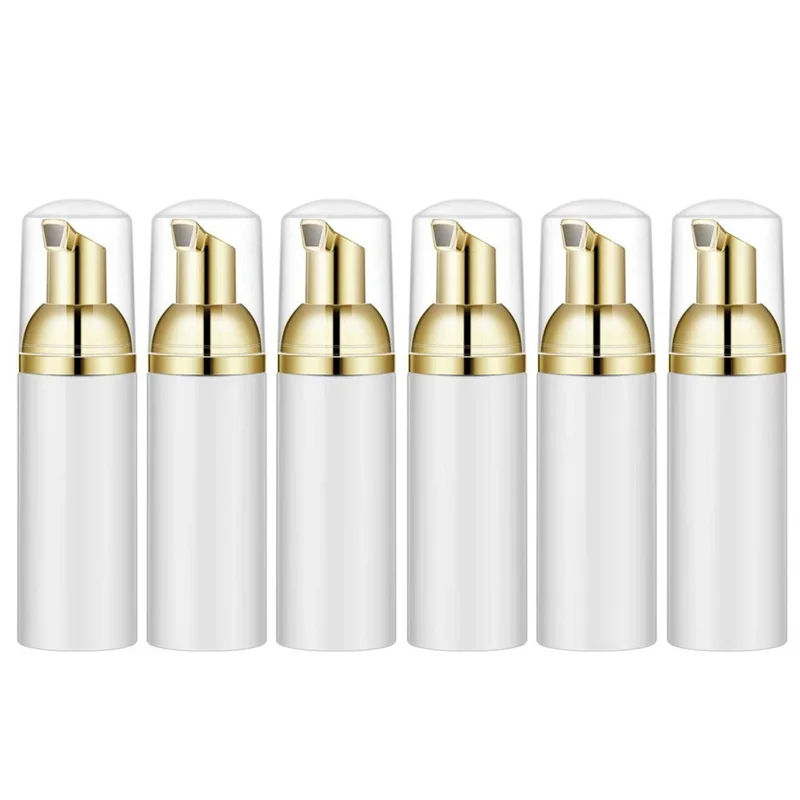 

50ML/1.7Oz Foam Bottle with Gold Pump, 6Pcs, Empty Travel Foaming Dispensers for Soap, Shampoo, Gold+White