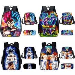 3 Pcs/set Dragon Ball Cartoon 3D Print School Bags for Boys Girls Son Goku Vegeta Primary for Kids Back To School Gift