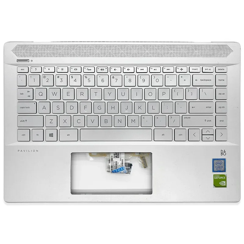 New Laptop Keyboard for HP Pavilion 14-CE TPN-Q207 Original Palm Rest Sleeve Cover with Backlit Keyboard Fingerprint Silver