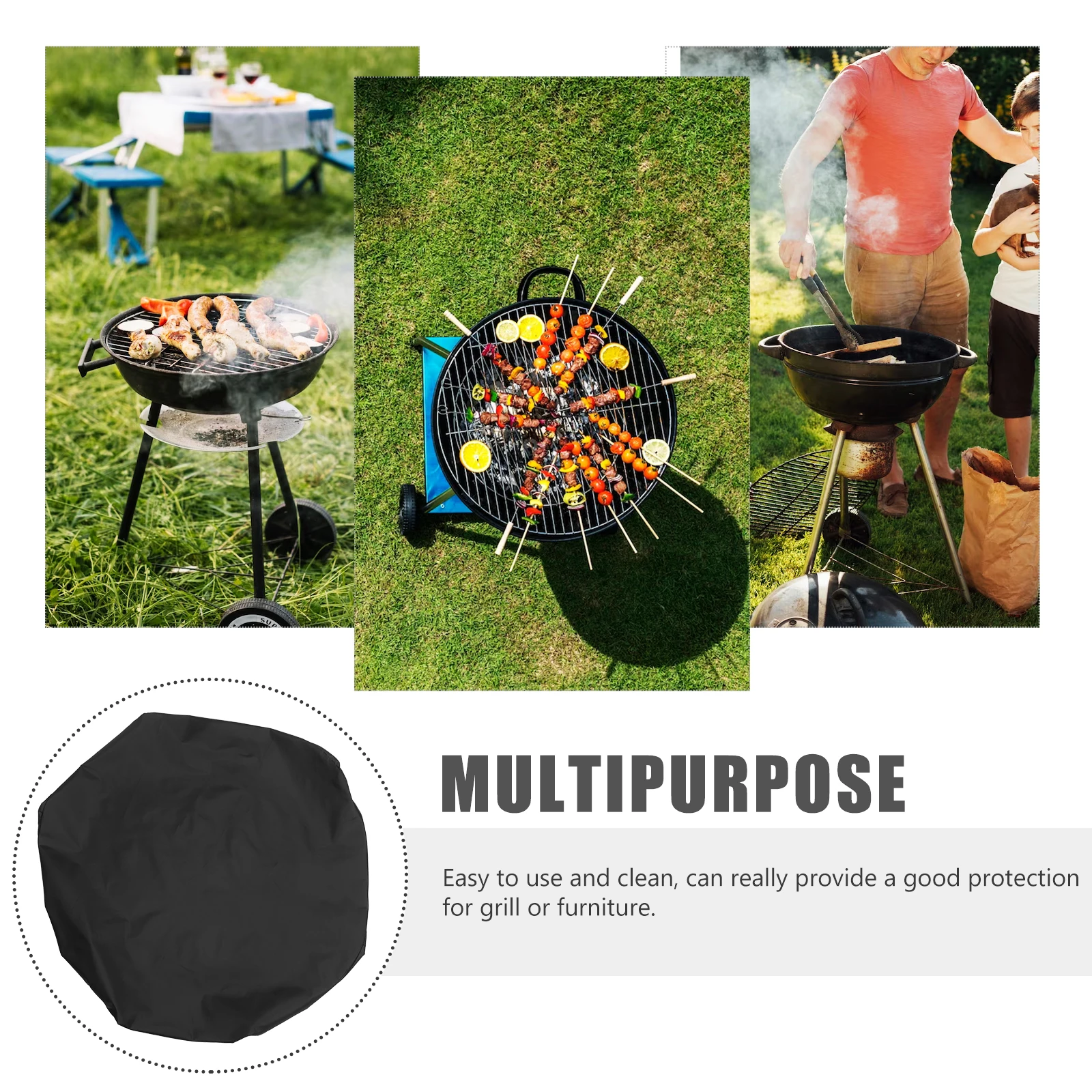 

112Cm Waterproof Bbq Oxford Cloth Grill Protective Cover Uv Resistant Durable Bbq Accessories Barbecue Cover Black