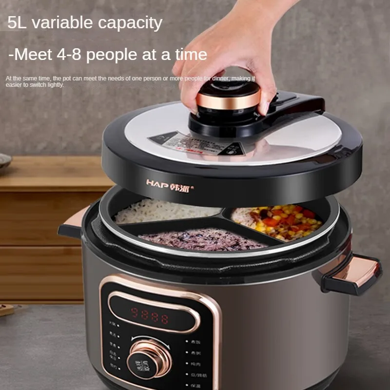 Stainless Steel Pressure Cooker with 5L Capacity 220V Three Compartment Inner Liner+standard Inner Liner