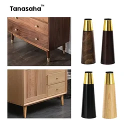 4pcs walnut Legs for Furniture Vertical Table Coffee Tables Legs Anti-vibration Leg Wooden Legs of Bed Kitchen Table Leg