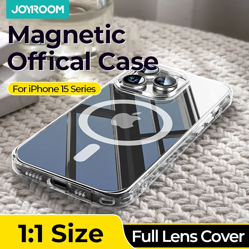 Joyroom-funda magnética transparente para iPhone, carcasa trasera magnética delgada para iPhone 15, 14 Pro Max, 14 Pro Max