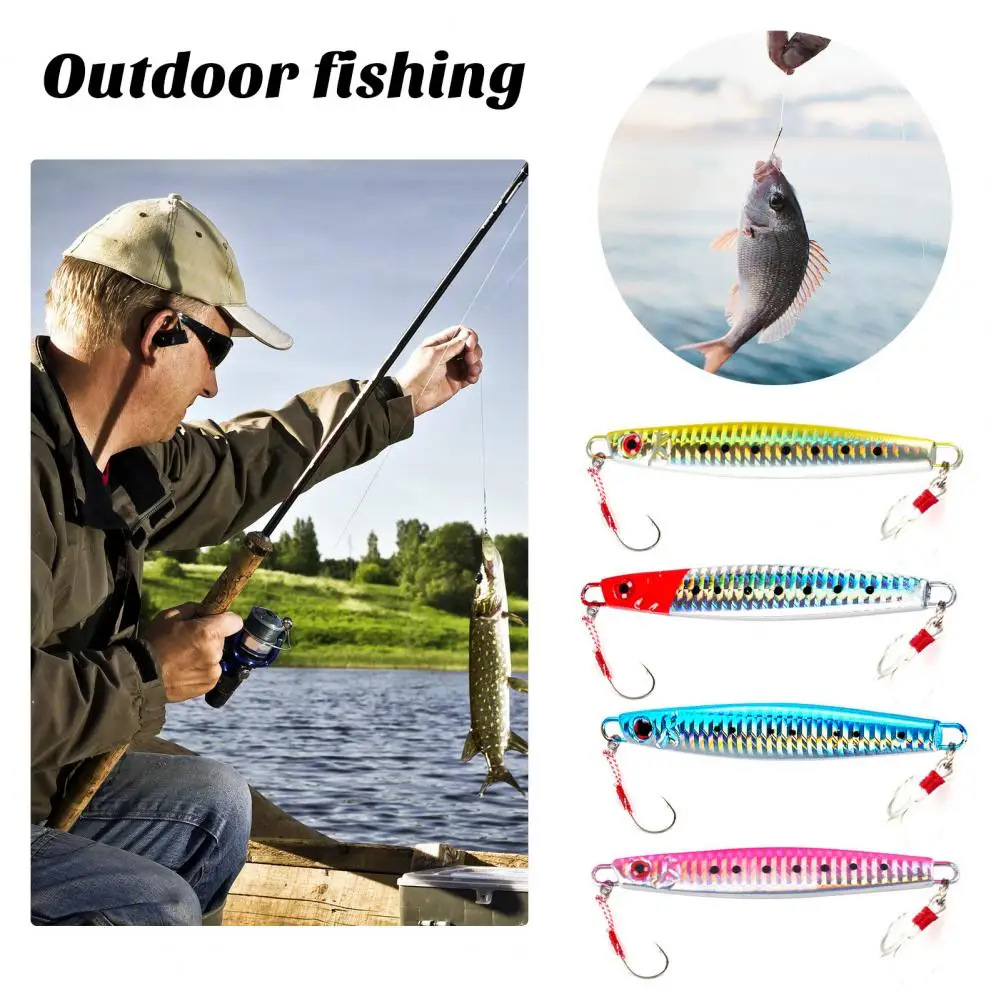 Fishing Lure with Treble Hook Vibrant Color High Strength Corrosion-resistant Stream-Line Body Luminous Lead Jigging Lure Bait