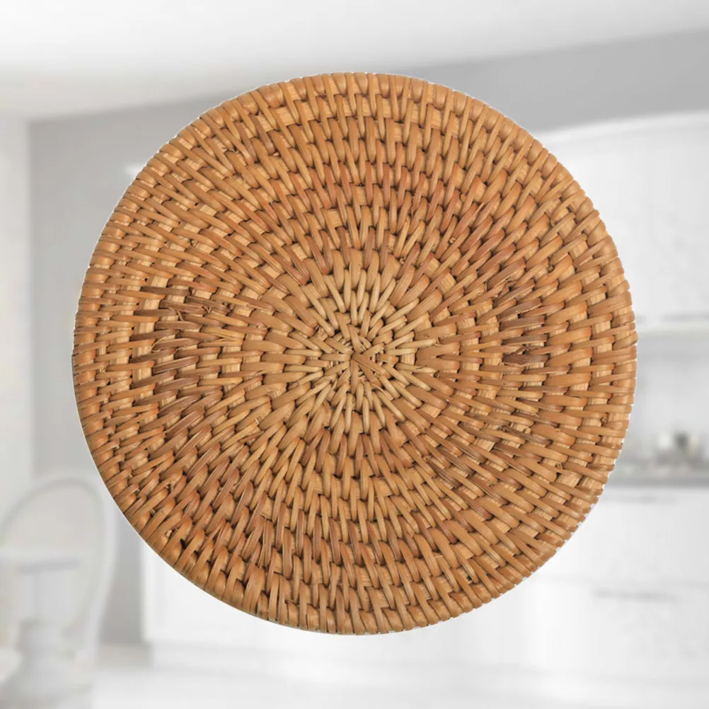 10 Cm Handwoven Rattan Coaster Round Non-Slip Heat Resistant Cup Mat for Kitchen Dining Table Home Decor Wedding Banquet Table