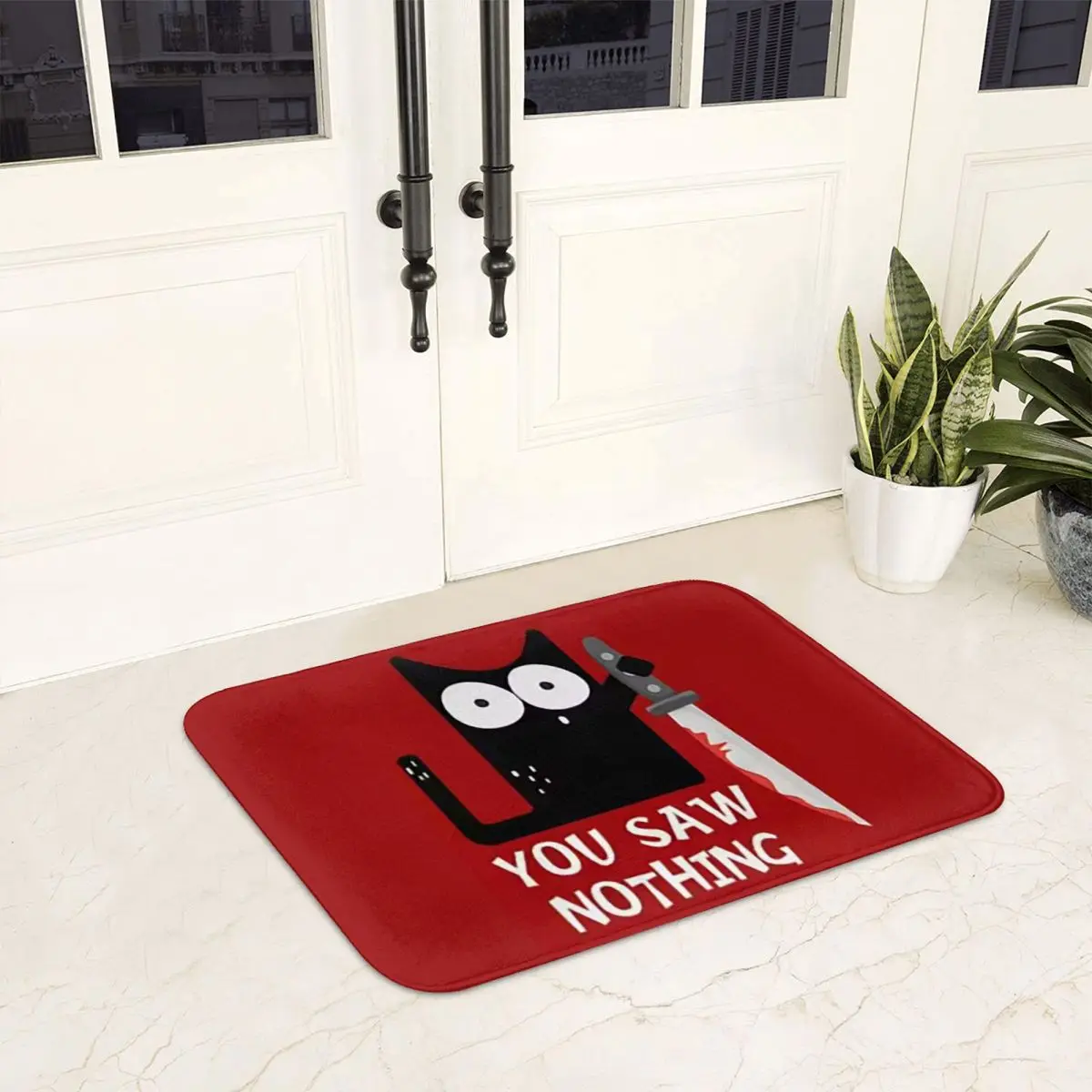 You Saw Nothing Cartoon Cat Non-slip Doormat Floor Mat Dust-proo Carpet Rug for Kitchen Entrance Home Balcony Footpad Mats