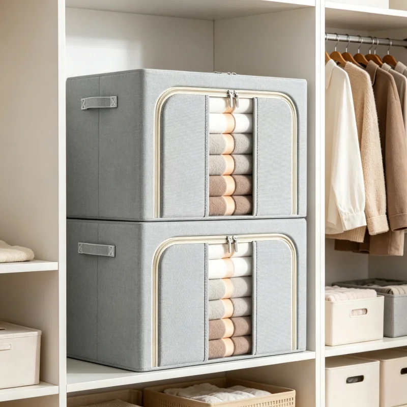

High Capacity Foldable Storage Boxes, Extra Large Oxford Clothing Organizer for Home Moving Organization