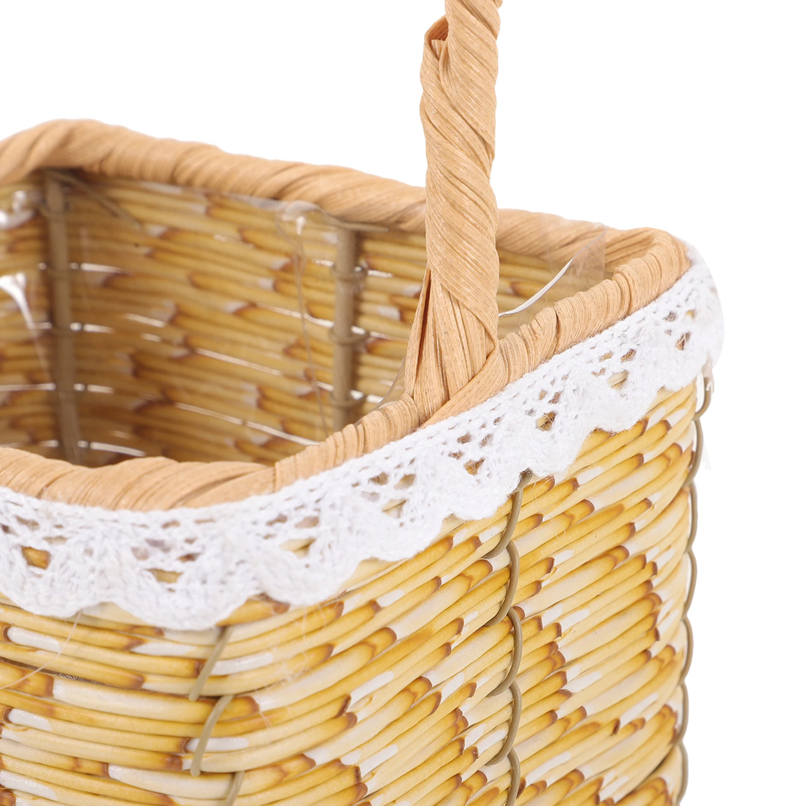 

Hand Woven Wicker Flower Basket Decorative Storage Basket with Handle Tassel Practical Gift and Home Organizer