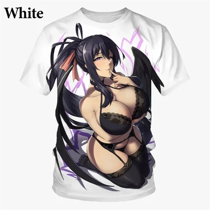 Anime 3D Printing Sexy Girls Rias Gremory T-Shirts Unisex Fun Casual Harajuku Short Sleeve T Shirts Tops Leisure Streetwear Tees