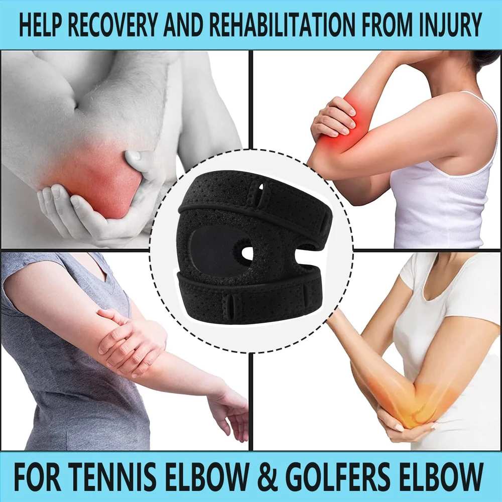 1 قطعة دعامة المرفق القابلة للتعديل لصالة الألعاب الرياضية ورفع الأثقال والتنس ، غلاف دعم الذراع من النيوبرين المسامي لتخفيف آلام المفاصل والتعافي