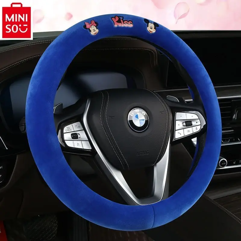 

MINISO Disney cartoon Mickey handlebar cover for women's cars, high-quality sweat absorbing and anti slip steering wheel cover