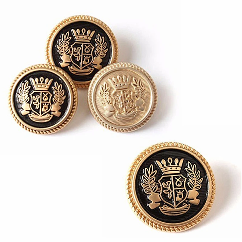 10Pcs Vintage Clothing Buttons European Style Crown Pattern Metal Round Buttons Jacket Coat Buttons DIY Sewing Supplies