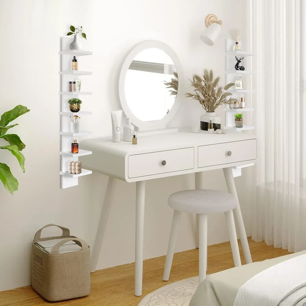 Étagère murale verticale étroite blanche à 7 niveaux pour décor et rangement, affichage peu encombrant pour petits espaces