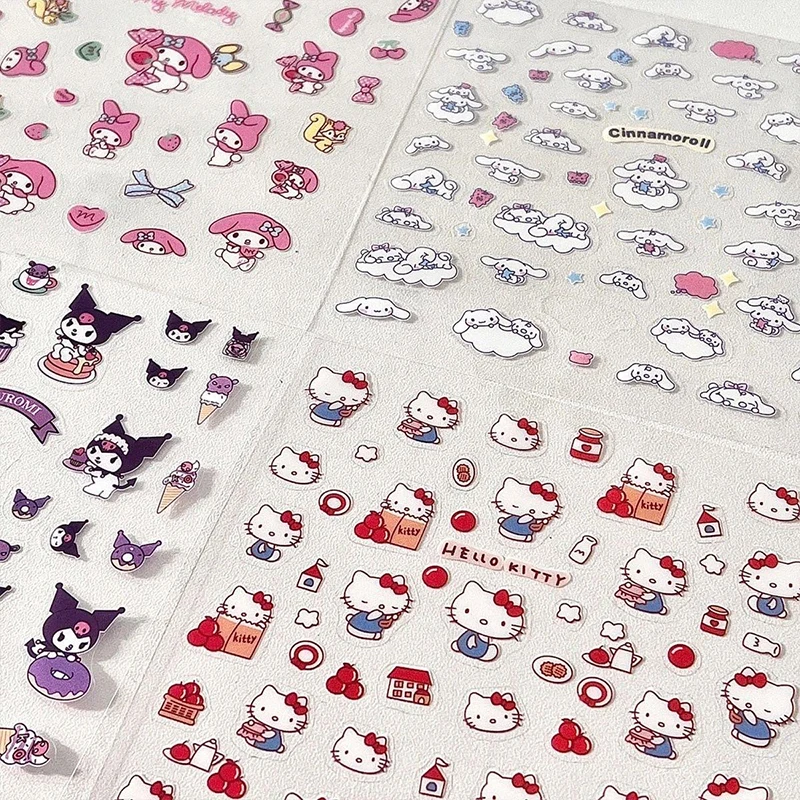 5Pcs Hello Kitty Y2K Anime Kawaii Sanrio Transparent Sticker Cute Kuromi My Melody Diy Waterproof Stickers Decoration Kids Gifts