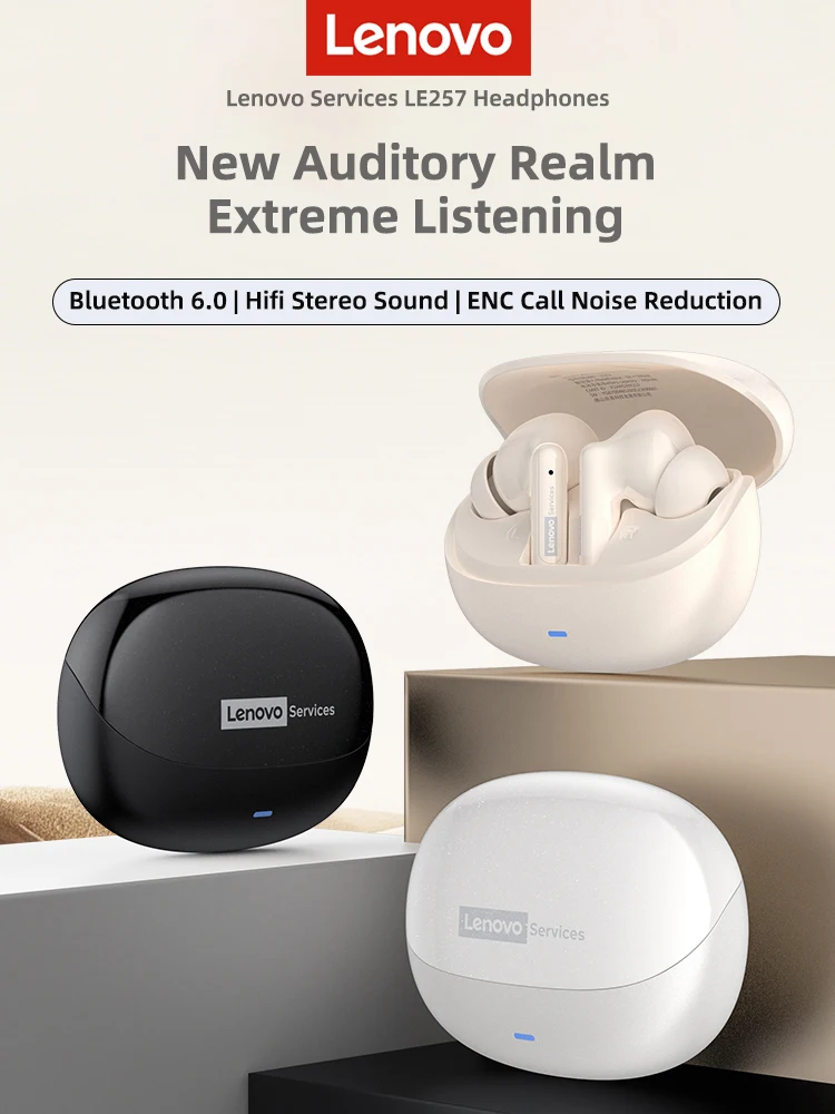 5/10 SZT. Słuchawki Lenovo LE257 TWS Bezprzewodowe Bluetooth 6.0 Dźwięk HiFi Redukcja Szumów ENC Sterowanie Dotykowe z Mikrofonem — zdjęcie produktu 7