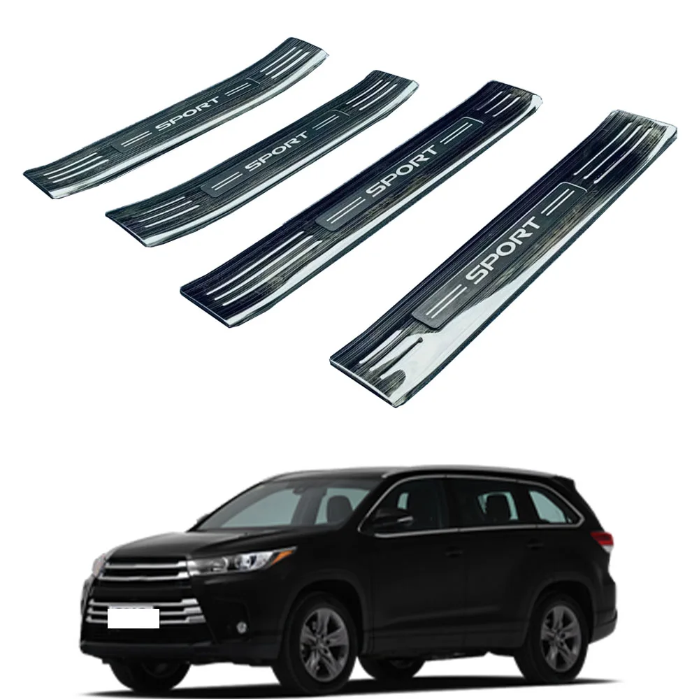 

Car Door Sill Threshold Pedal Cover Trim Stainless Steel For Toyota Highlander 2019 2023 Scuff Plate Guards Accessories 2024